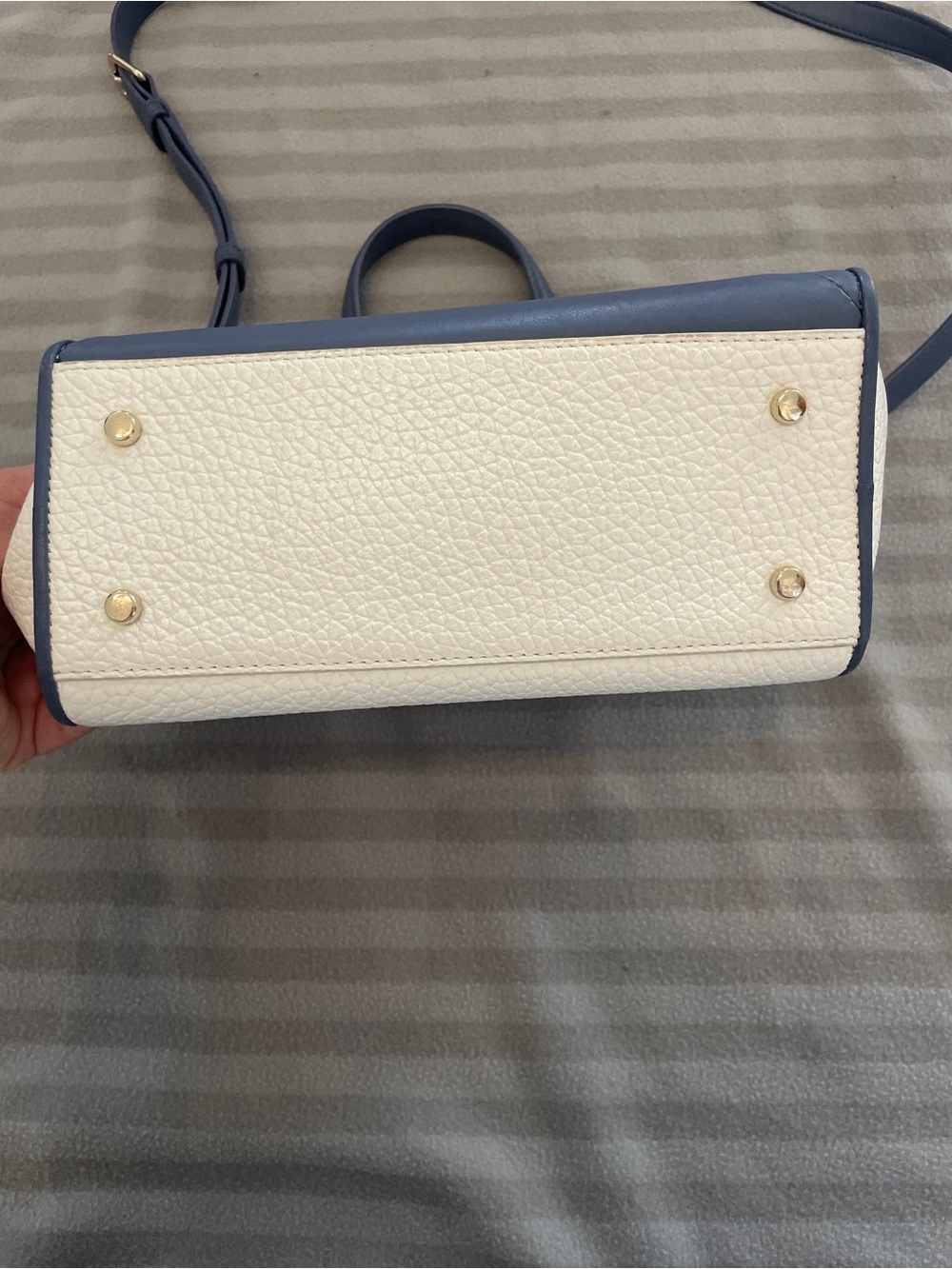 kate spade Cream, Blue & Gray Snake-Texture Top-Handle Satchel - Picture 6 of 9